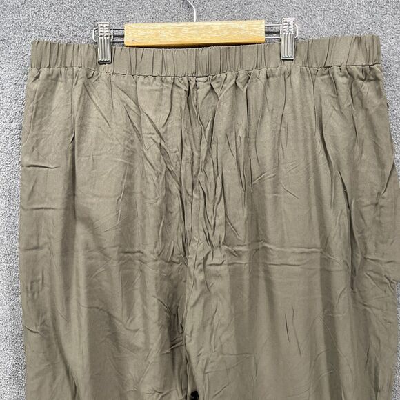 BLOOMCHIC Pants plus 2X 18 20 Green knotted split hem solid pockets pull on - Picture 14 of 16